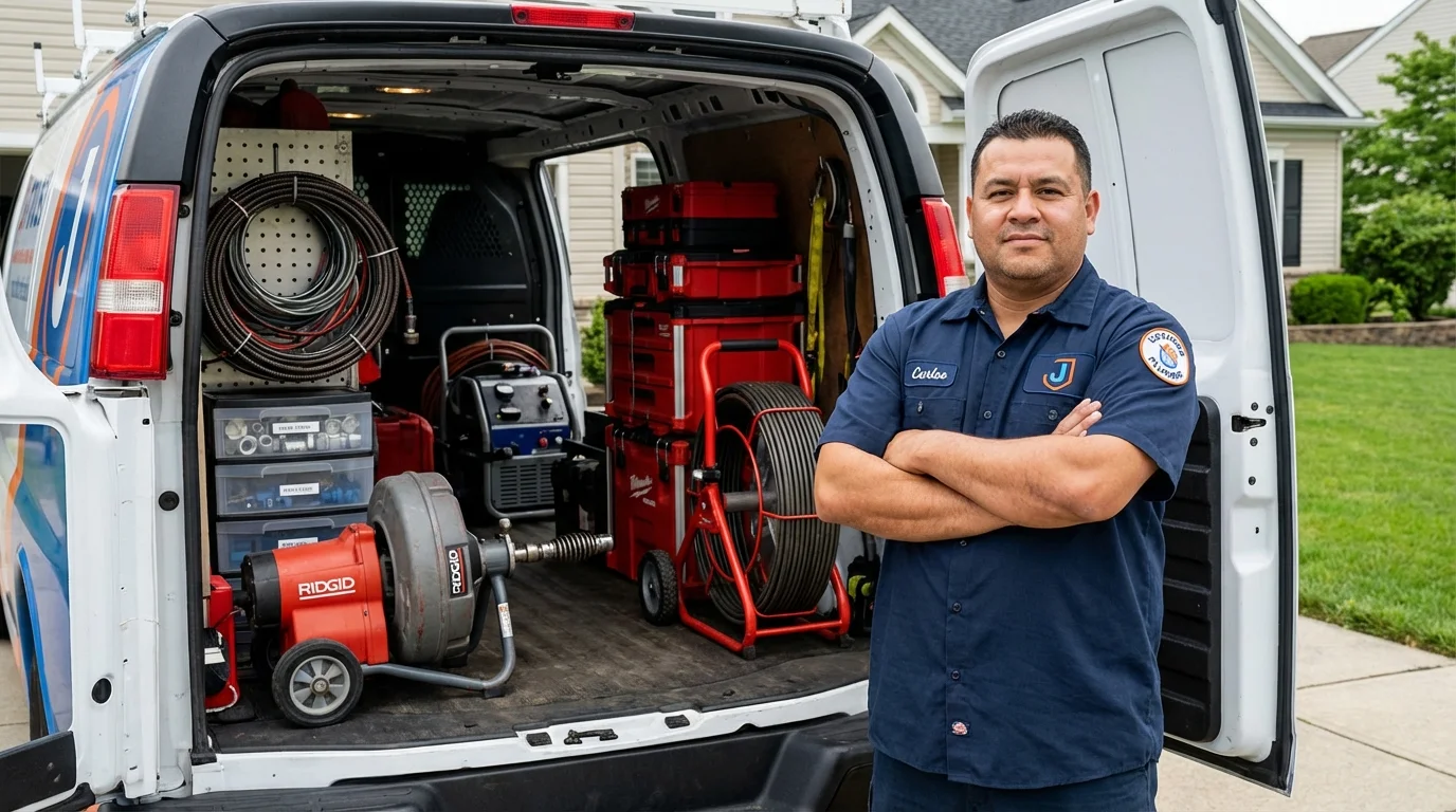 Professional drain cleaning equipment and Johns Plumbing LLC plumber in George West