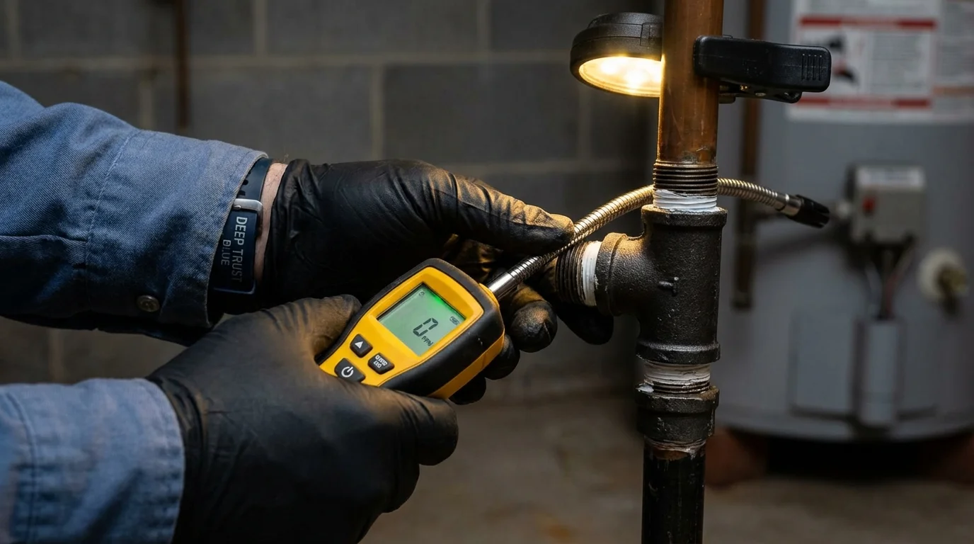 Gas leak detection with electronic sniffer by Johns Plumbing LLC in George West