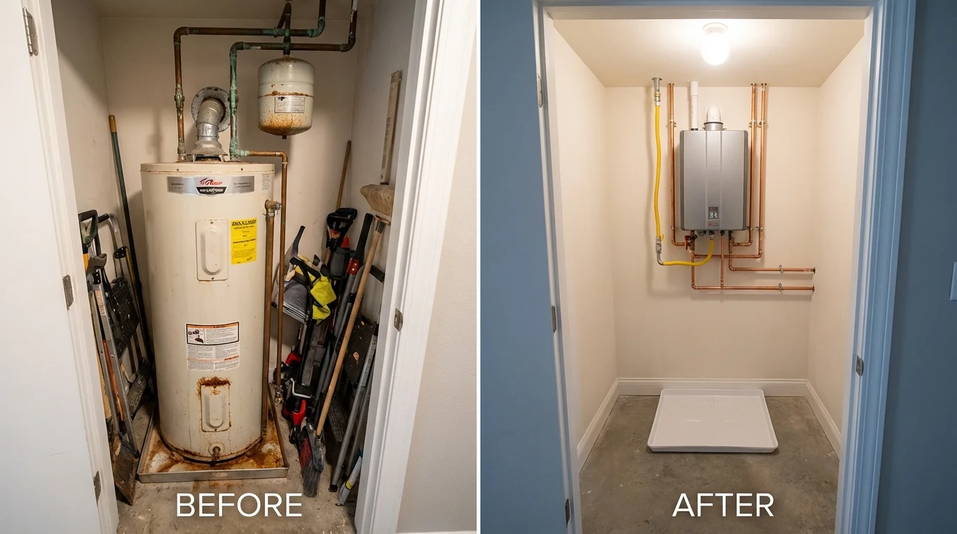 Tank water heater versus wall-mounted tankless unit comparison for George West, TX homeowners